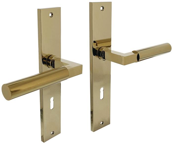 Intersteel Langschildschildgarnitur Baustil Aluminium F3 Messing BB 72 mm DIN links / rechts