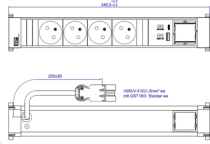 Produktbild Bachmann BACH Steckdosenleiste (4x, CEE 7/3, CEE 7/5)