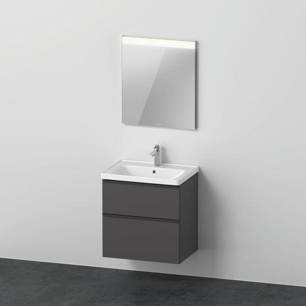 Duravit, Badmöbelset, D-Neo Möbel-Set, Möbelwaschtisch mit Waschtischunterschrank wandhängend und LED Spiegel, 650x2000
