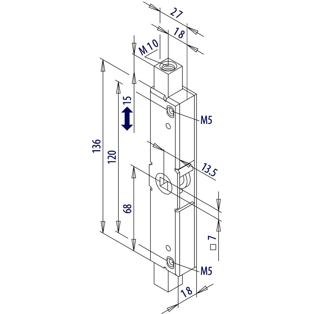 Fuhr, Türgriff + Fenstergriff, Basküle-Kantenriegel 294/295 (Türgriff)