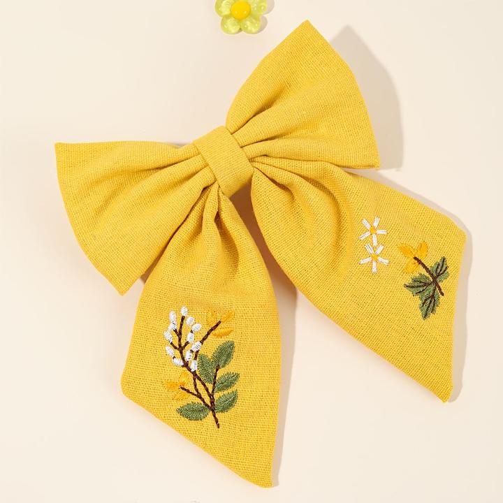 Actual product image Activity Board 1pc niedliche Blume Stickerei Schleife Haarspange, gemischte Farbe, Polyester, Mode (1 pcs.)