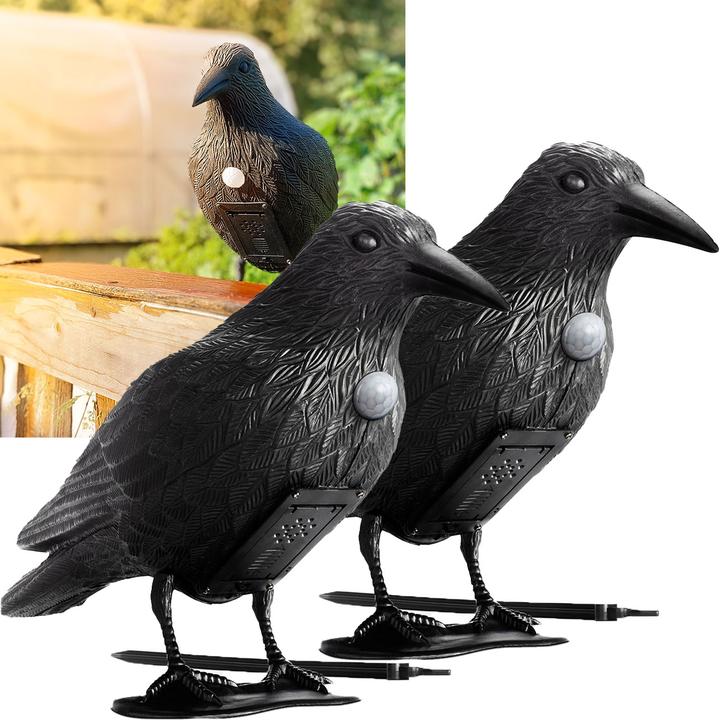 Ideoon 2er-Set Vogelabwehr Krähe mit Soundeffekt, batteriebetrieben