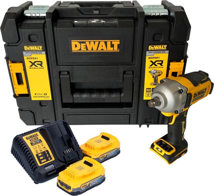 Produktbild DeWalt DCF 891 E2T Akku Schlagschrauber 18 V 1084 Nm 1/2" Brushless + 2x Powerstack Akku 1,7 Ah +