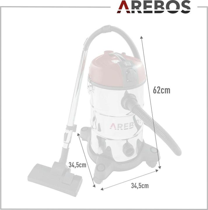 Image du produit Arebos Aspirateur industriel 5IN1 - 30 L rouge (Aspirateur eau et poussière)