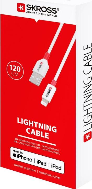 Image du produit Skross Câble USB USB to Lightning Cable, 2,0m blanc (2 m, USB 2.0, 28 W)