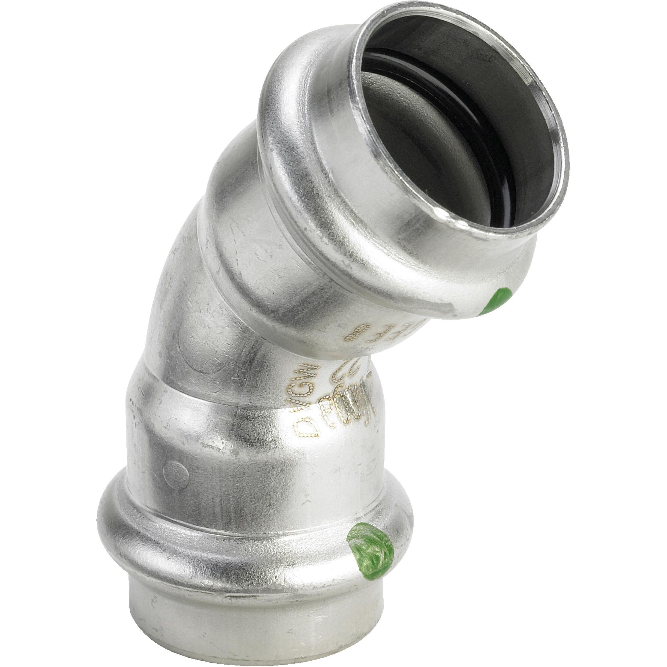 Viega, Rohrverbindungstechnik, Sanpress Inox Biegung 45° 35 Edelstahl/glänzend, 435813 (Pressverbindung)