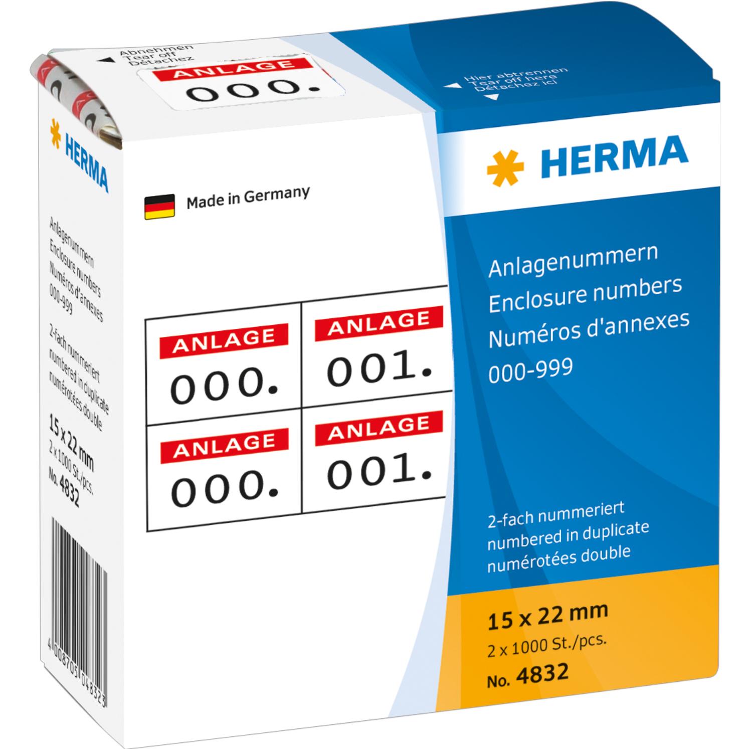 HERMA Anlagenummern (4832)
