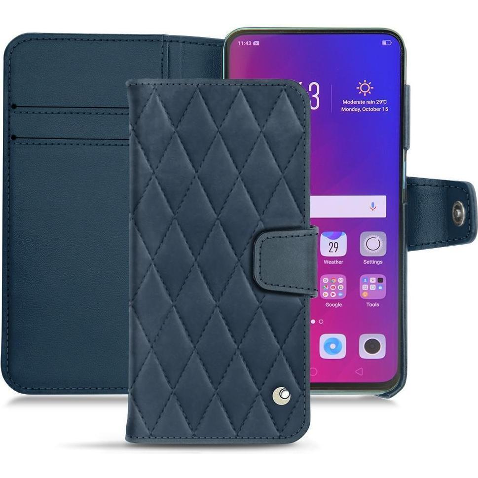 Noreve Lederschutzhülle Wallet (Oppo Find X), Smartphone Hülle, Blau