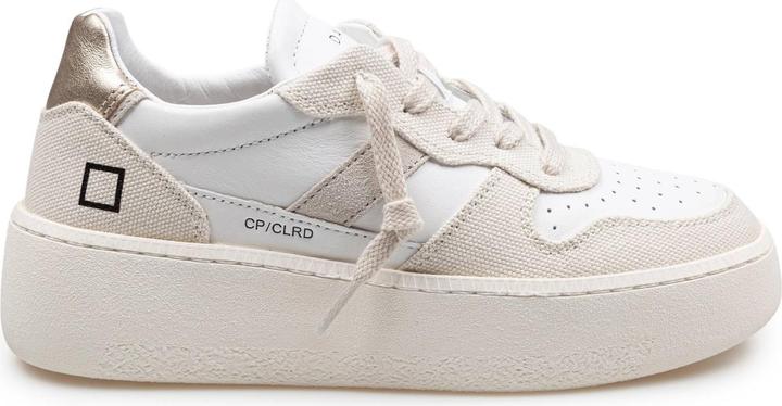 Image du produit D.a.t.e. D.a.t.e sneakers court platform in leather and fabric color white and beige (36)