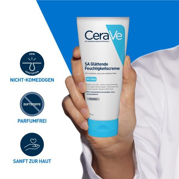 Produktbild CeraVe SA Urea Glättende Feuchtigkeitscreme bei trockener, rauer und unebener Haut am Körper (Körpercreme, 177 ml)