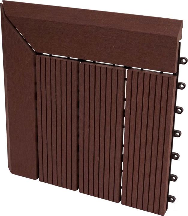 Image du produit Swisshandel24 WPC Carrelage d'angle Rhône + bordure, aspect bois terrasse, 30x30cm Premium angle gauche, ligne (1 x, 30 x 30 cm)