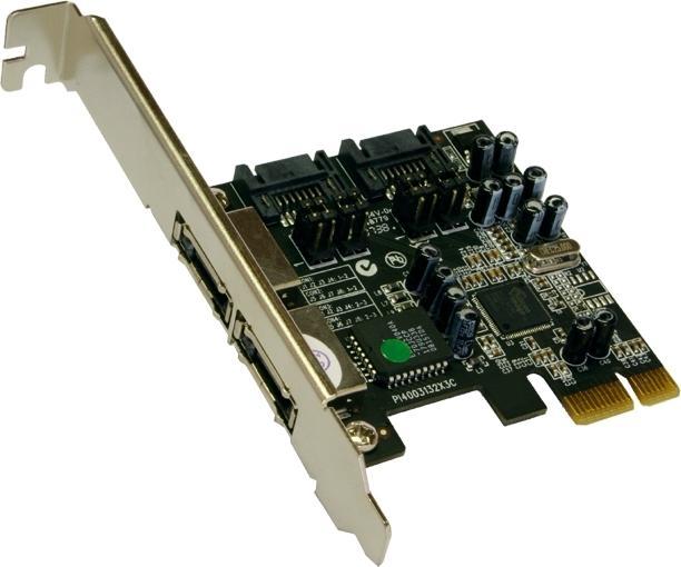 Exsys PCI-Express eS-ATA II RAID 0/1 Controller mit 2 Internen und 2 Externen eS-ATA P