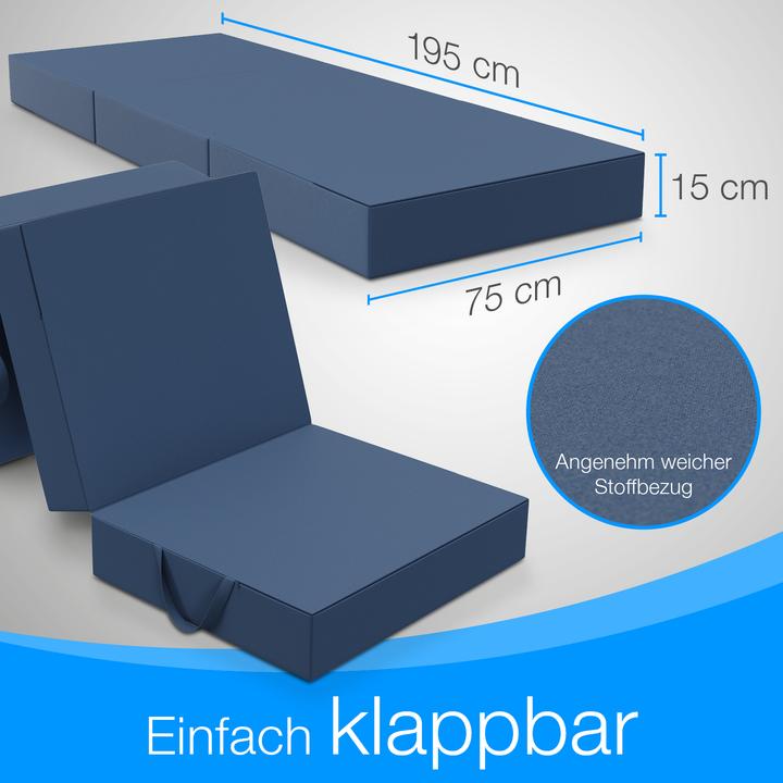 Actual product image Bestschlaf Klappmatratze, 3-teilige Faltmatratze, Reisebett, Gästematratze (75 x 195 cm, Foam core)
