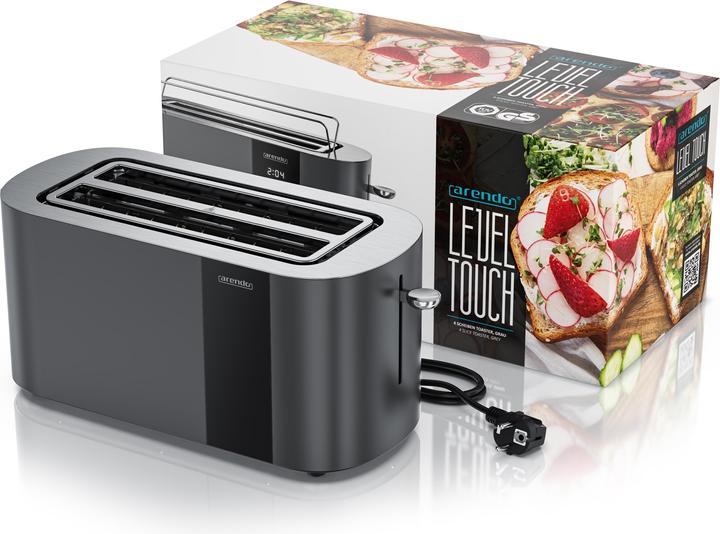 Image du produit Arendo Toaster Edelstahl 4 Scheiben Langschlitz, Touch Display, Bräunungsgrad & Restzeitanzeige, 1500 W