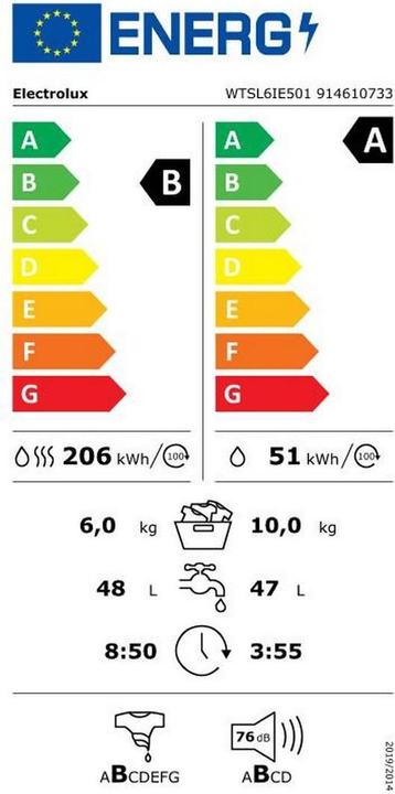 Label énergétique Electrolux WTSL6IE501 (Prise UE)