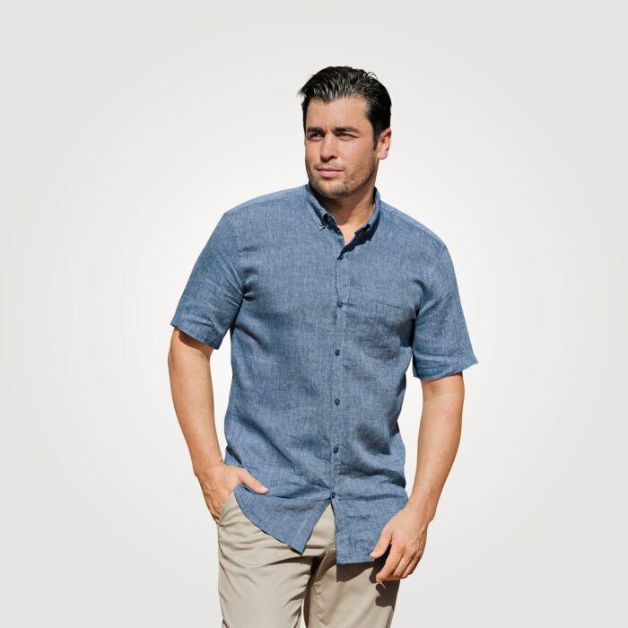 Immagine prodotto Artime Herren Kurzarm Leinenhemd mit Brusttasche (M)