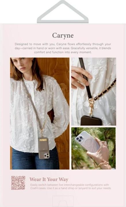 Actual product image Uniq Universal 3-in-1 phone lanyard Coehl Caryne with card wallet pebble