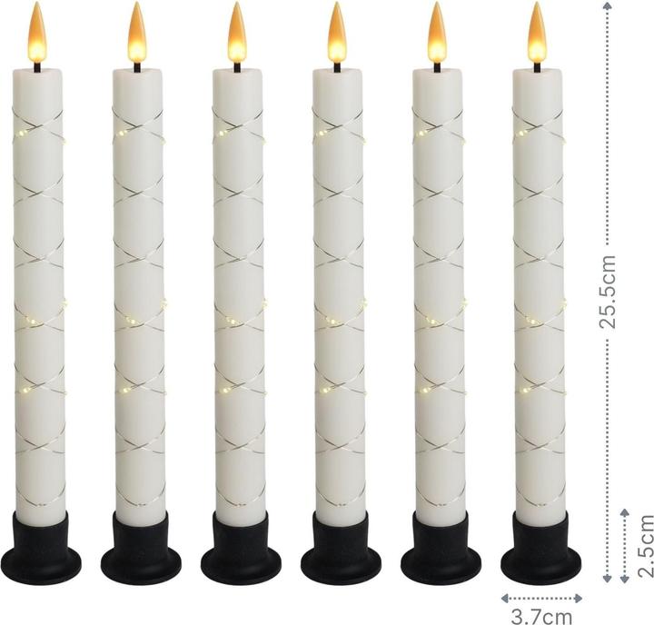 Hermex LED Stabkerzen 6er-Set Dinnerkerzen Elektrische Kerzen Tischkerzen (6x)