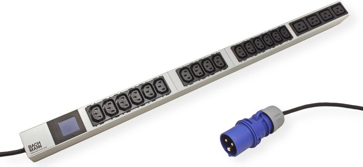 Actual product image Bachmann BN0500 48.26cm 19inch PDU 1U 16xC13 4xC19 power measurement connection CEE 16A blue