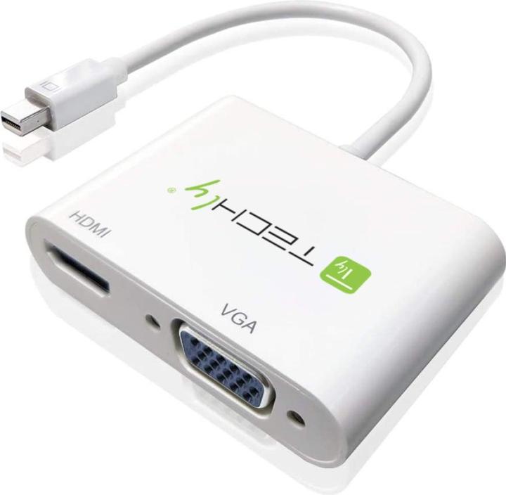 Produktbild Techly IADAP-MDP-VGAH12. Kabellänge: 0,15 m, Anschluss 1: Mini DisplayPort, Anschluss 2: HDMI + VGA (D-Sub) (HDMI, Mini DP, 6 cm)