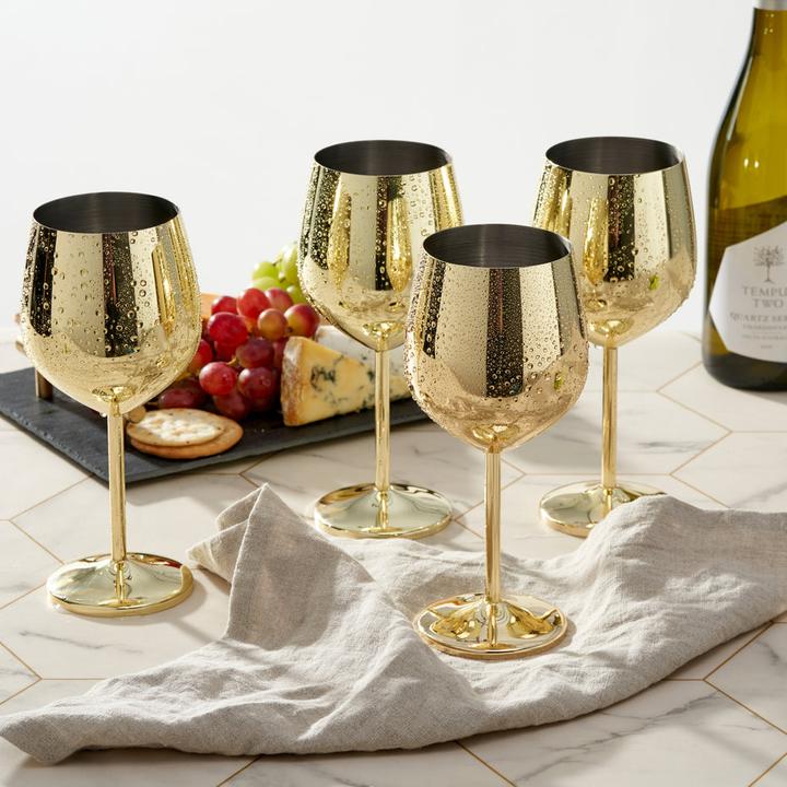 Immagine prodotto Oak & Steel Set di 2 bicchieri da vino in acciaio inox color oro (50 cl, 2 Occhiali, Set di bicchieri da vino)
