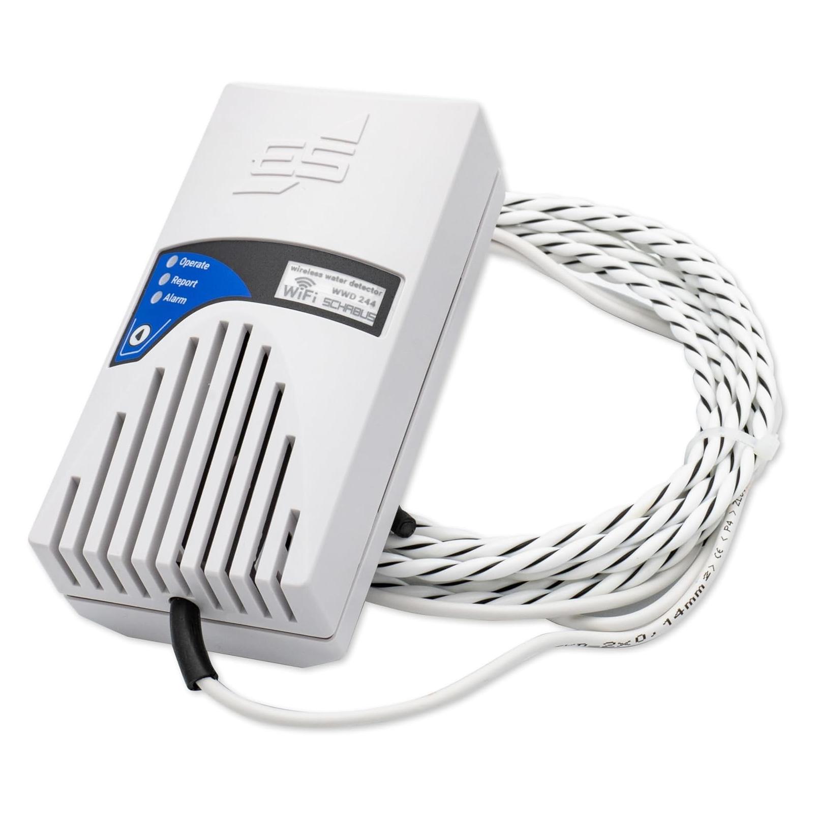 Schabus, Gevarenindicator, 500450 Draadloze Watermelder Met App-bediening, Met Externe Sensor Via Wandcontactdoos