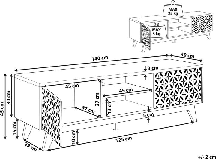 Image du produit Beliani Prescot (140 x 40 x 45 cm)