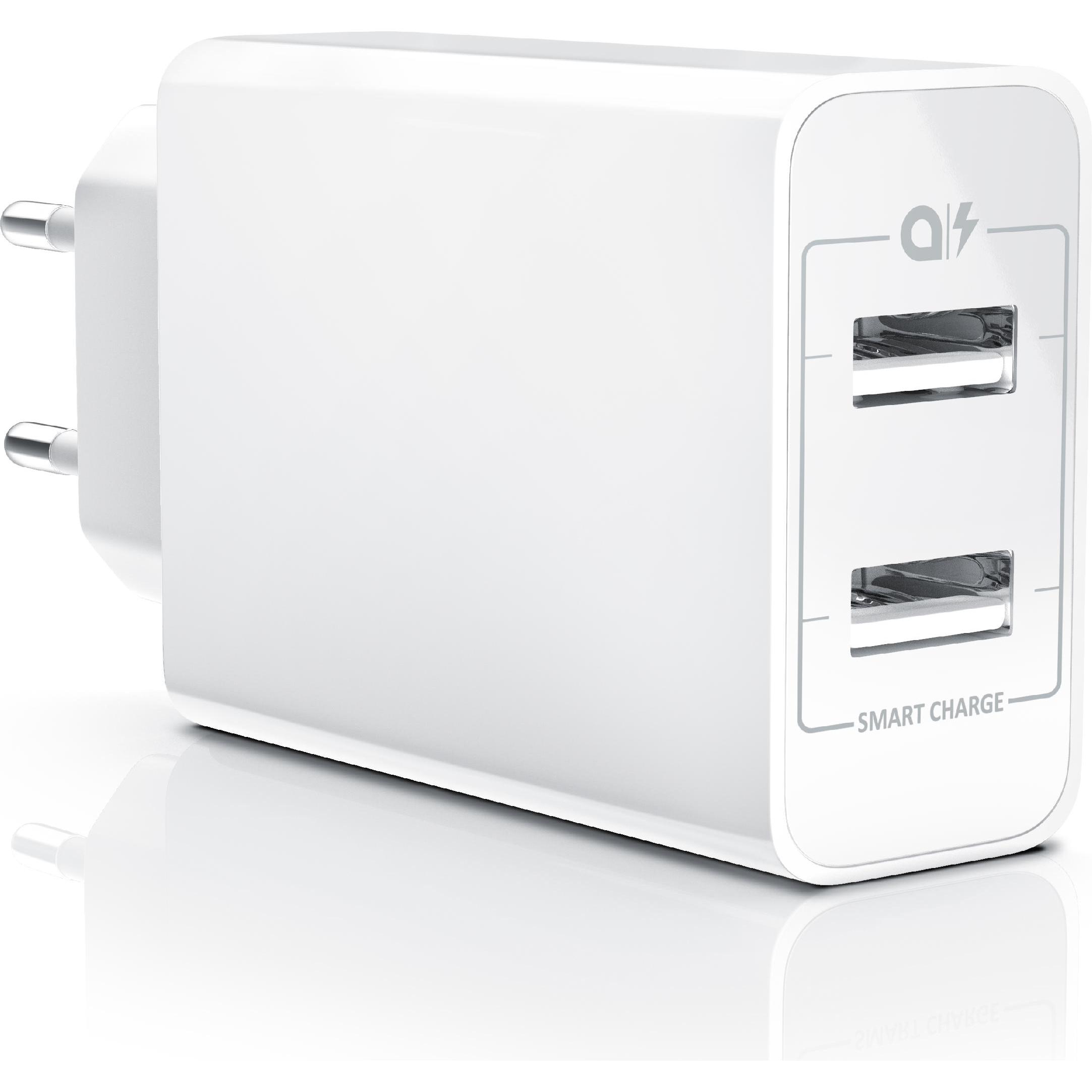 Aplic USB Ladegerät 4800 mA, 2 Port Nezteil mit Smart Charge + Solid Charge, Leistungsstarke 24W, weiss (24 W), USB Lade...