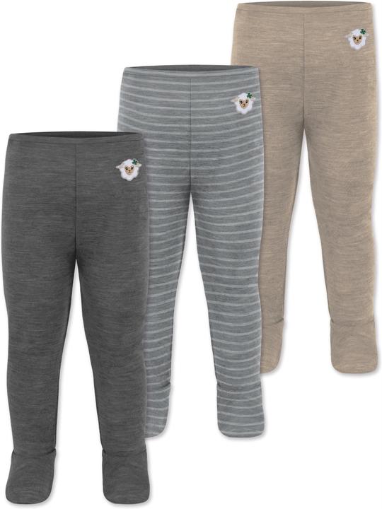 Immagine prodotto Normani Confezione da 3 pantaloni baby merino con piedini - 9543 (56)