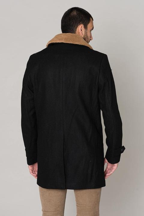Actual product image Schott Nyc Maverick Wool Coat with Removable Collar and Two Inside Pockets (M)