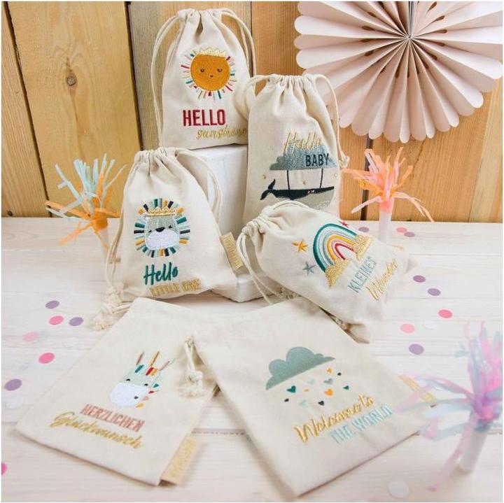 Image du produit Papierdrachen Sacs en lin anniversaire baleine set de 6 (Pochette cadeau, 6 x)