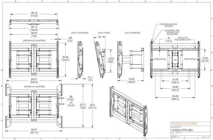 Actual product image Vogels Wall mount PFW 6851 Black (Wall, 85", 80 kg)