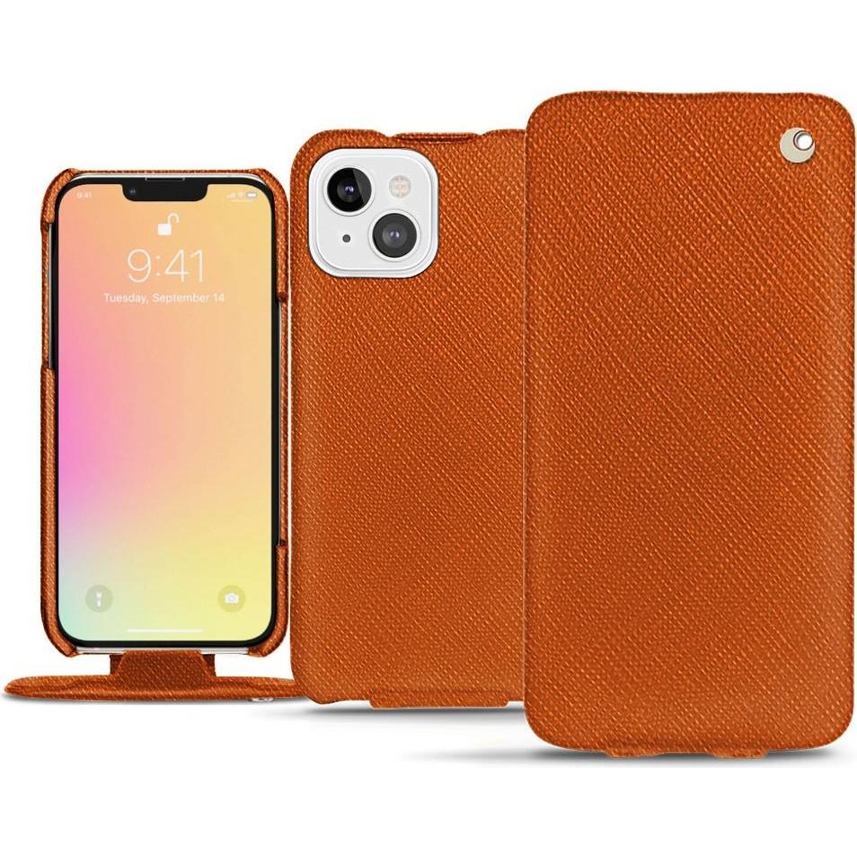 Noreve Lederschutzhülle vertikal (Apple iPhone 13), Smartphone Hülle, Orange