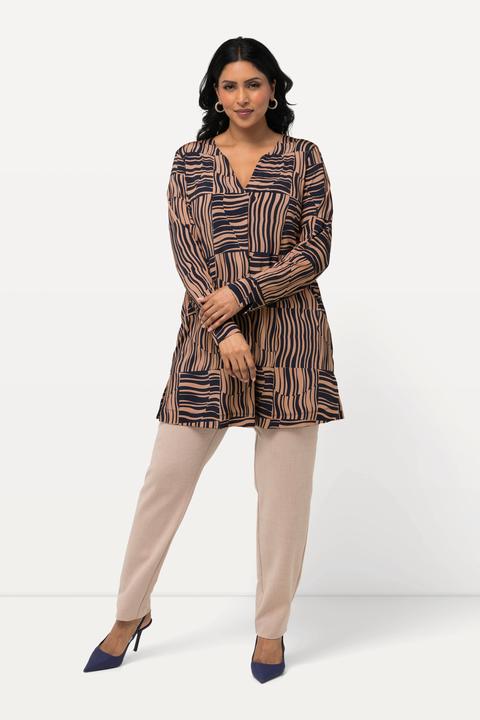 Produktbild Ulla Popken Long-Slinkyshirt, A-Linie, Tunika-Ausschnitt, Langarm (42, 44)