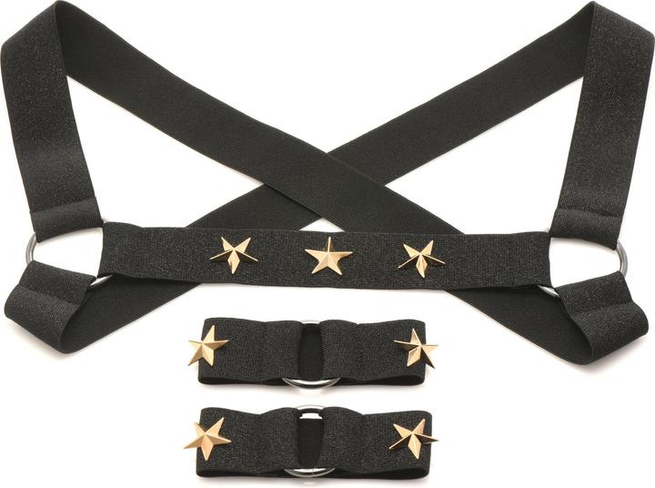 Master Series XR Brands - Harnais de Poitrine avec Brassards - Noir