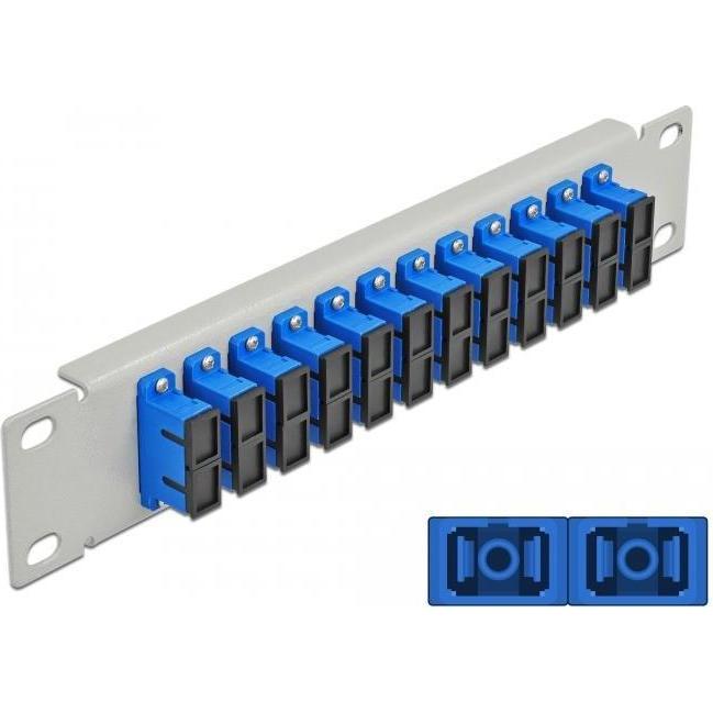 Delock 10? LWL Patchpanel 12 Port SC Duplex blau 1 HE grau, Server Zubehör, Grau