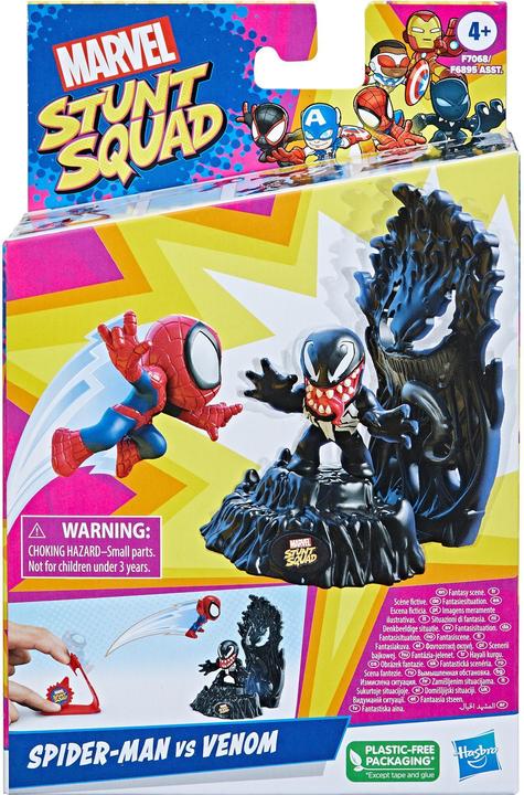 Actual product image Hasbro Stunt Squad Spider-Man vs. Venom playset with 3.5 cm action figures