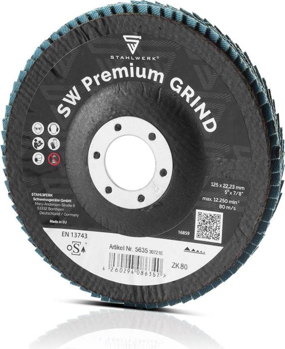 Produktbild Stahlwerk Schleifscheibe Fächerscheibe Lamellenscheibe P80 Ø125 mm 10er Set (P80)