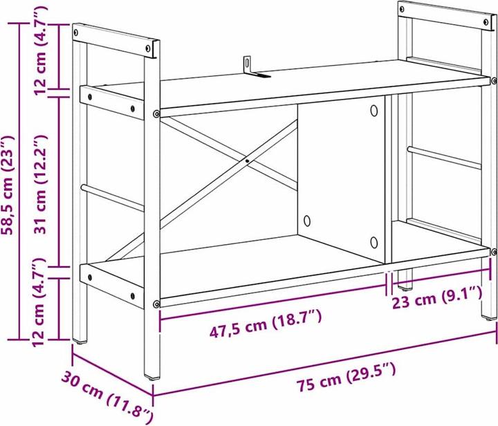 Produktbild vidaXL Bücherregal (30 x 75 x 58.50 cm)