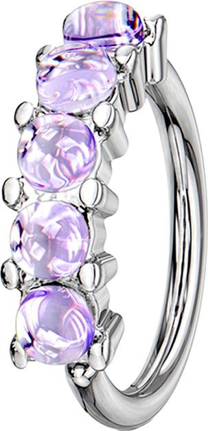 Image du produit Star Piercing Micro piercing anneau argent cinq pierres époxy violettes (sans laiton, Acier chirurgical 316L)