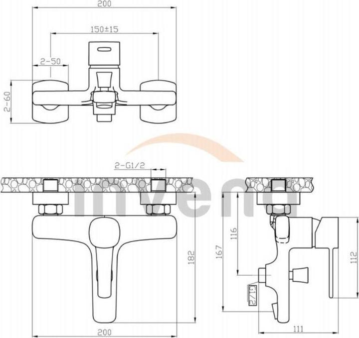 Produktbild Invena Bath Mixer Glamour Trend Gold