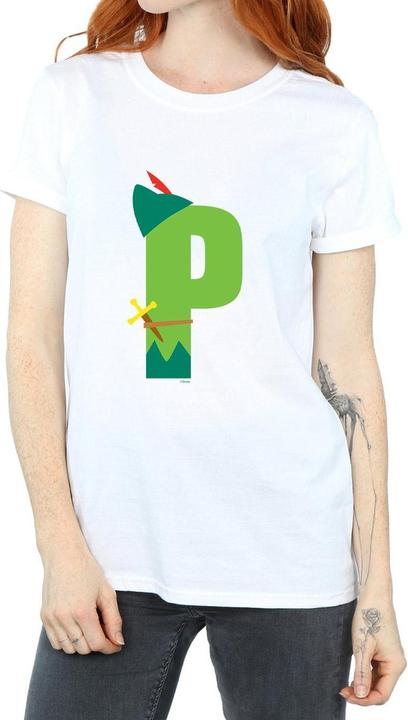 Actual product image Disney Womens/Ladies Alphabet P Is For Peter Pan Cotton Boyfriend T-Shirt (L)