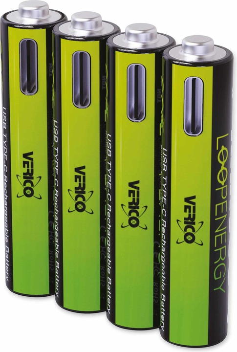 Verico Batteria Li-Ion USB-C Micro AAA 1.5V 900mWh 600mAh ricaricabile via USB (4 pz., AAA, 600 mAh)