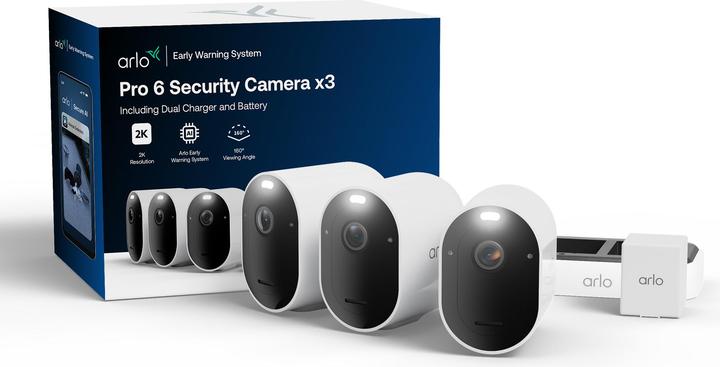 Produktbild Arlo PRO 6 2K+ 3-PACK WITH DUAL CHARGE (2560 x 1440 Pixels)