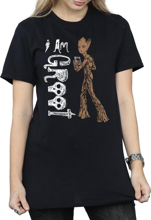Actual product image Womens/Ladies Avengers Infinity War I Am Teenage Groot Cotton Boyfriend T-Shirt (L)