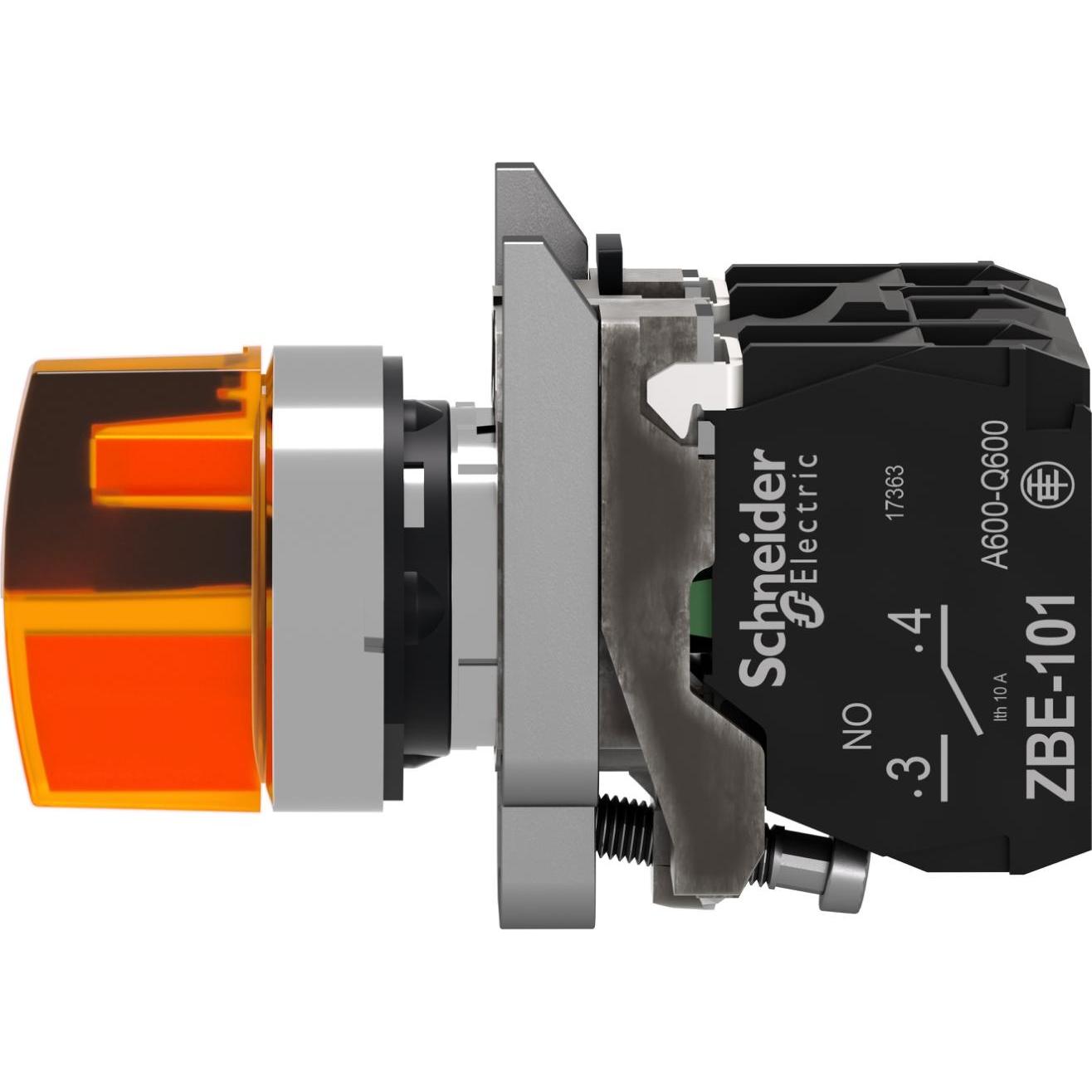 Thumbnail - Schneider Electric Ill Selector Switch 3P Ornge 1NO/1NC 24V, Taster + Schalter, Orange