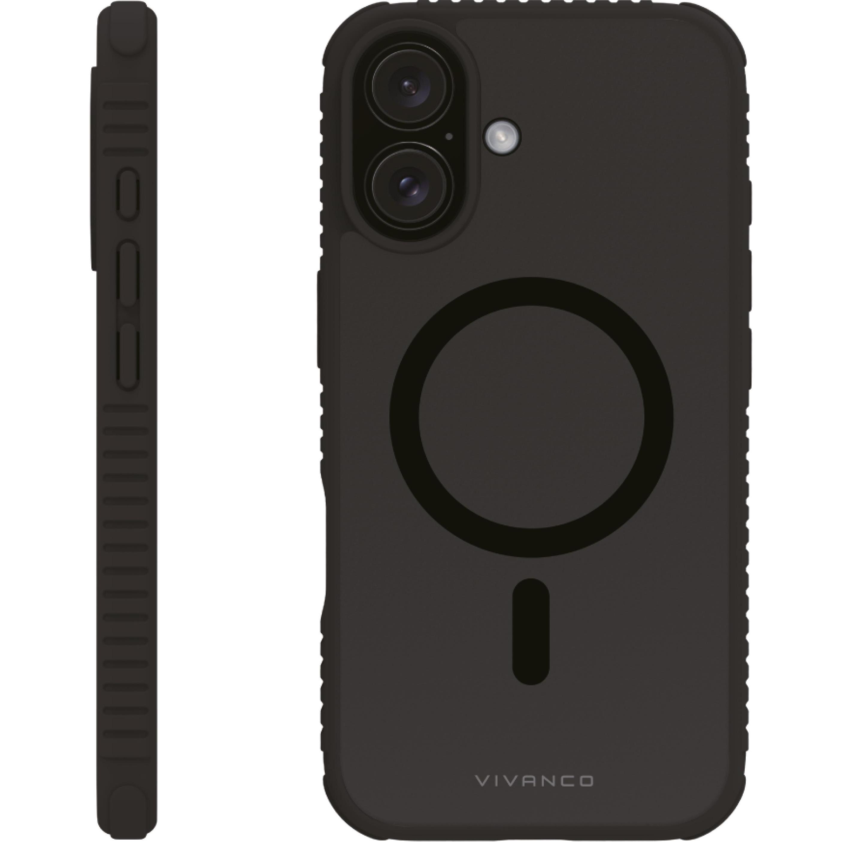 Thumbnail - Vivanco MAG SOLID ELITE Cover fuer iPhone 16, semi-transp. schwarz, 3.2m Drop-Protection, MagSafe Support (Apple iPhone ...