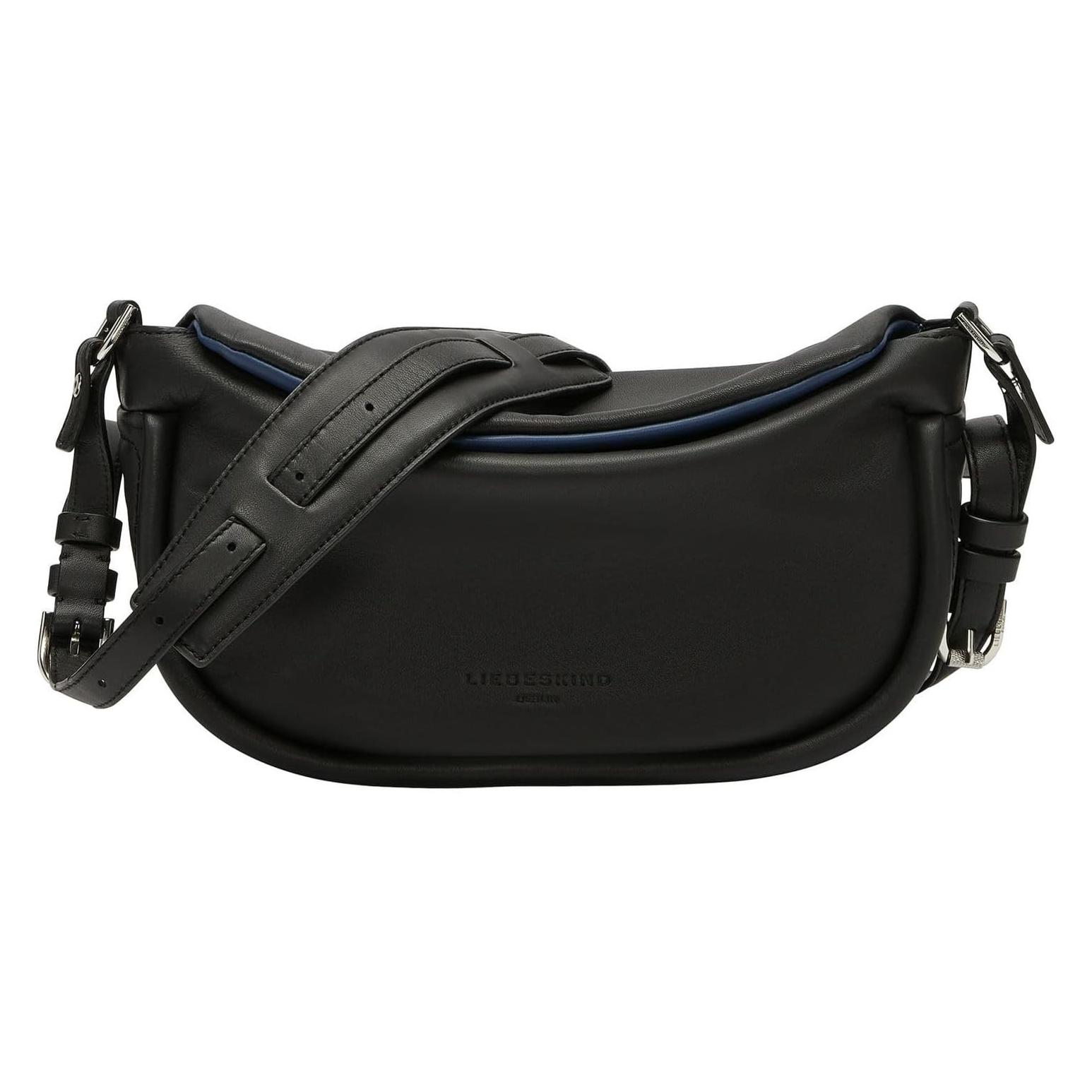 Liebeskind Berlin, Vrouwen, Handtas, Hobo Mittelgrosse Schultertasche Aus Weichem Leder, Zwart, Blauw