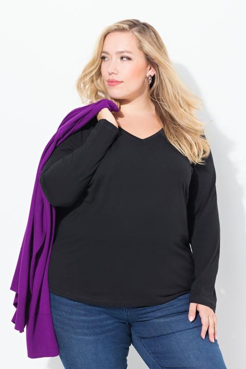 Produktbild Ulla Popken Shirt, Slim, V-Ausschnitt, Langarm (58)