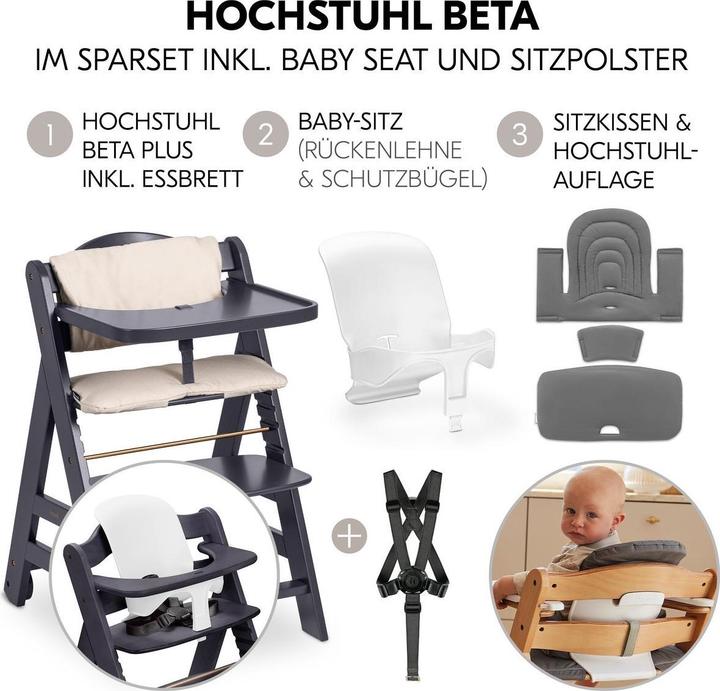 Produktbild Hauck Hochstühle Hochstuhl Beta Plus Natural - im Sparset (Treppenhochstuhl)